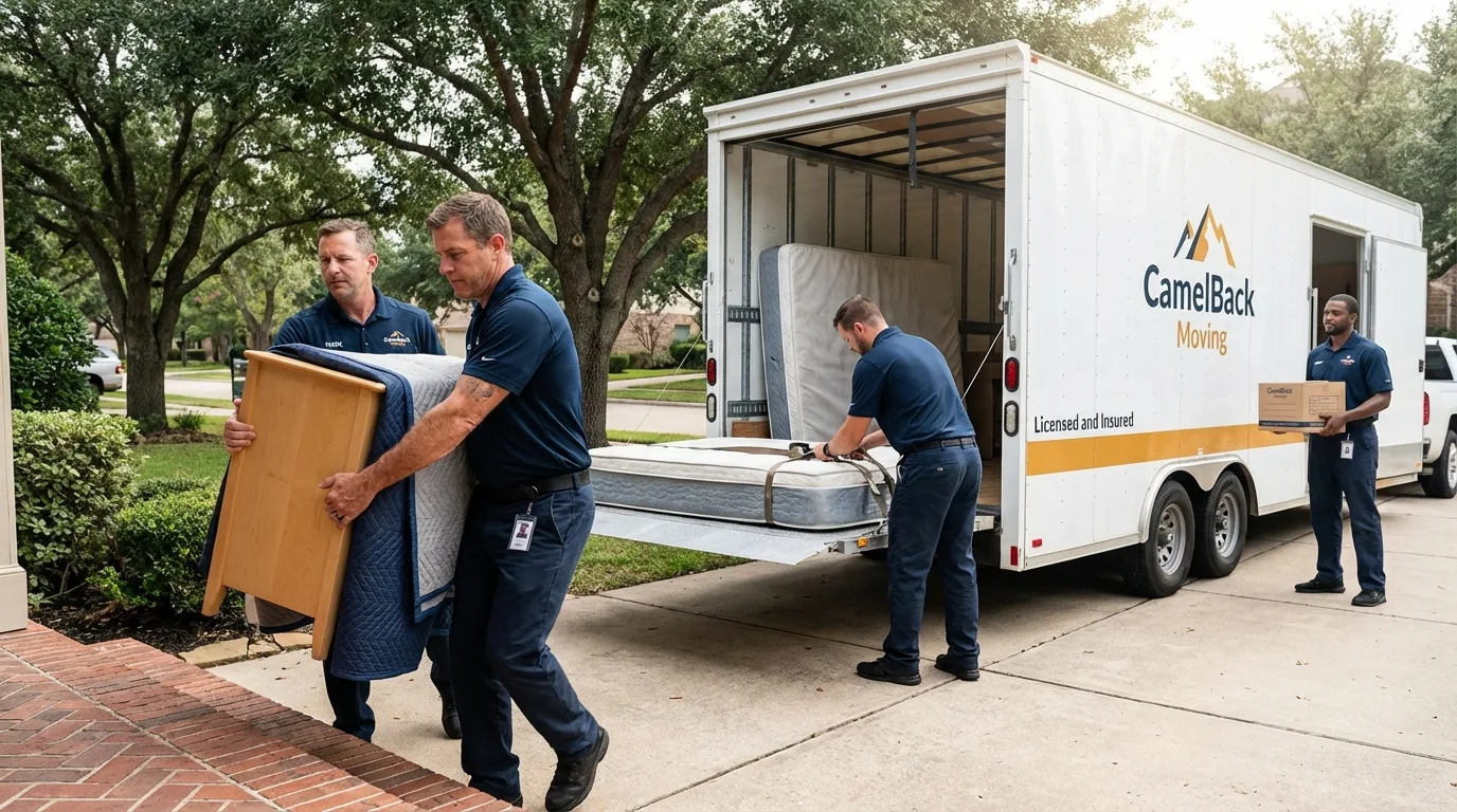 Crew loading residential truck for cross-state move from Yamhill, OR