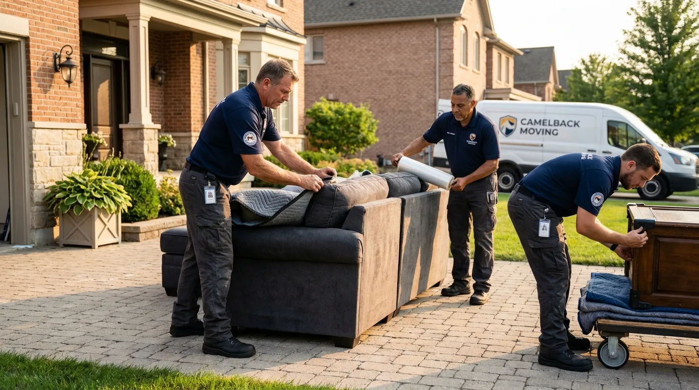 Large estate moving crew wrapping furniture in Yamhill, OR