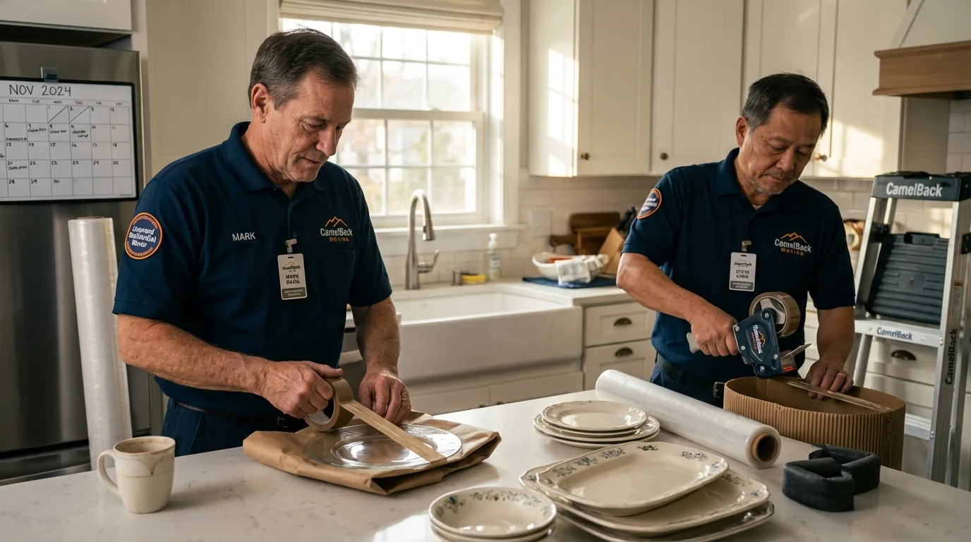 Professional crew packing kitchen dishware in Yamhill, OR