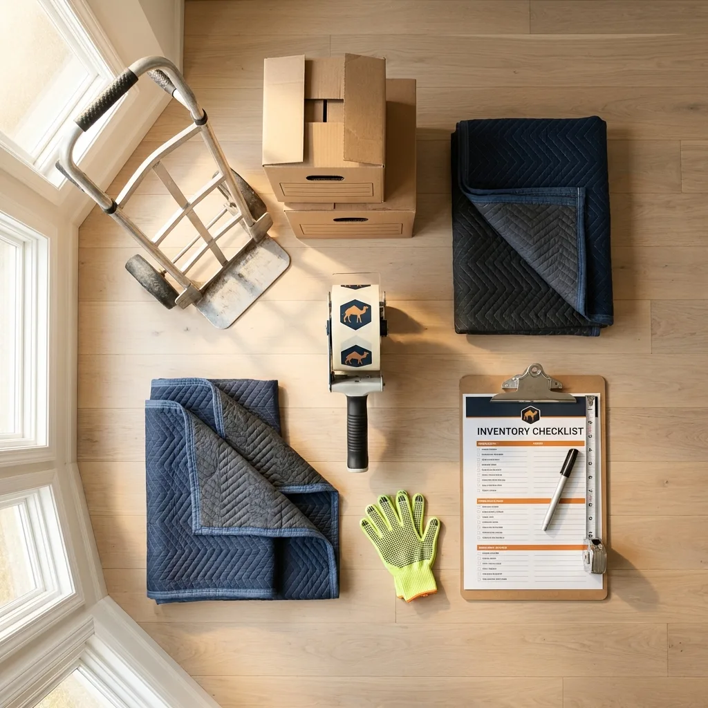 Professional moving supplies and packing materials layout for Yamhill residential relocations
